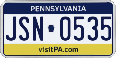 PA license plate JSN0535