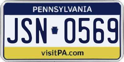 PA license plate JSN0569