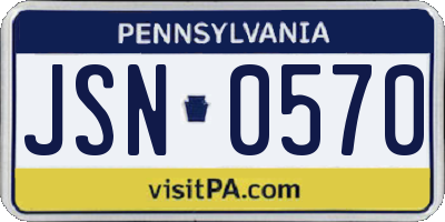 PA license plate JSN0570