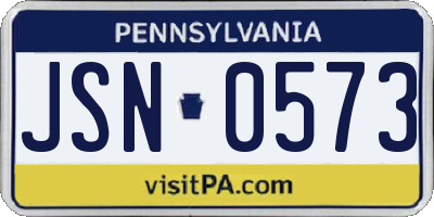PA license plate JSN0573