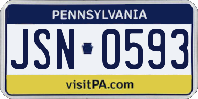 PA license plate JSN0593