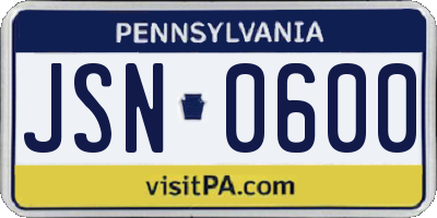 PA license plate JSN0600