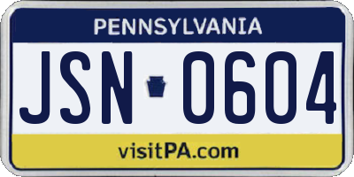 PA license plate JSN0604
