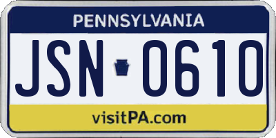 PA license plate JSN0610