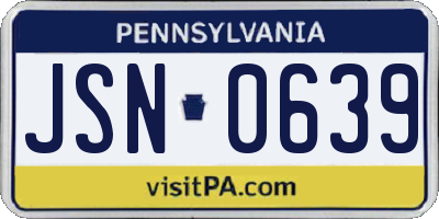 PA license plate JSN0639