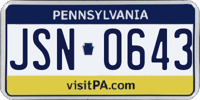 PA license plate JSN0643