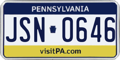 PA license plate JSN0646