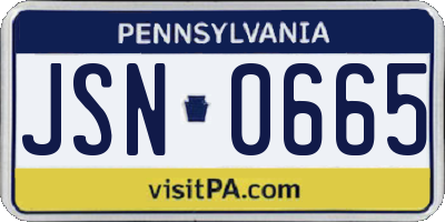 PA license plate JSN0665