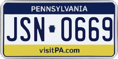 PA license plate JSN0669