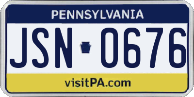 PA license plate JSN0676