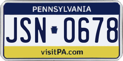 PA license plate JSN0678