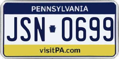 PA license plate JSN0699