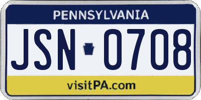 PA license plate JSN0708