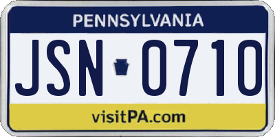 PA license plate JSN0710