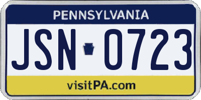 PA license plate JSN0723