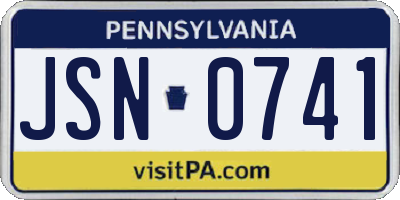 PA license plate JSN0741