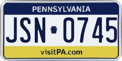 PA license plate JSN0745