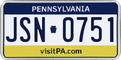 PA license plate JSN0751