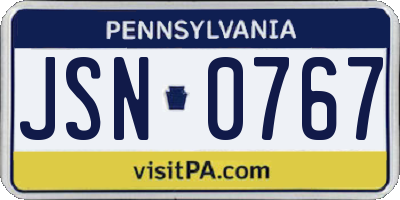 PA license plate JSN0767