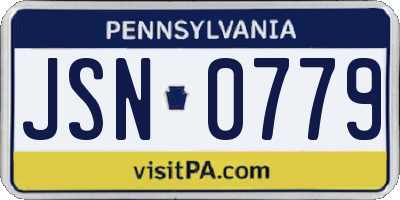 PA license plate JSN0779
