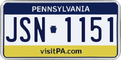 PA license plate JSN1151