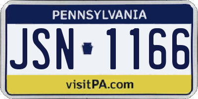 PA license plate JSN1166