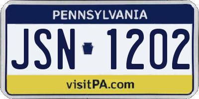 PA license plate JSN1202