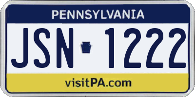 PA license plate JSN1222