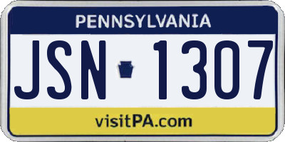 PA license plate JSN1307
