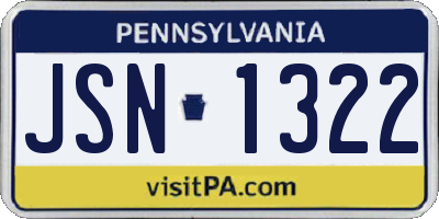 PA license plate JSN1322