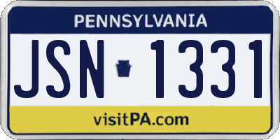 PA license plate JSN1331