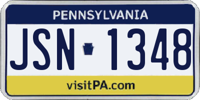 PA license plate JSN1348