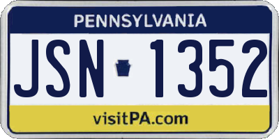 PA license plate JSN1352