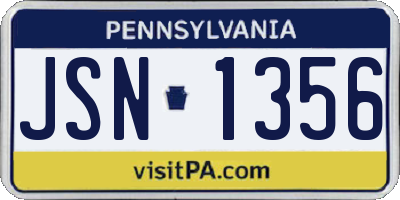 PA license plate JSN1356