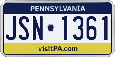 PA license plate JSN1361