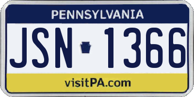 PA license plate JSN1366