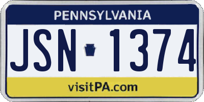 PA license plate JSN1374