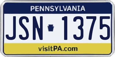 PA license plate JSN1375