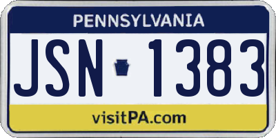 PA license plate JSN1383