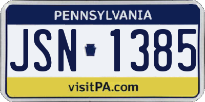 PA license plate JSN1385
