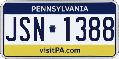 PA license plate JSN1388