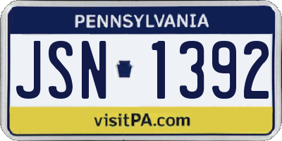 PA license plate JSN1392