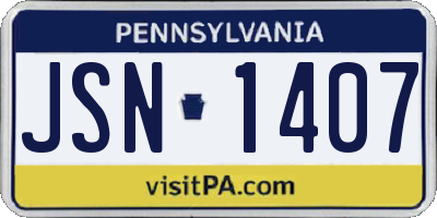 PA license plate JSN1407