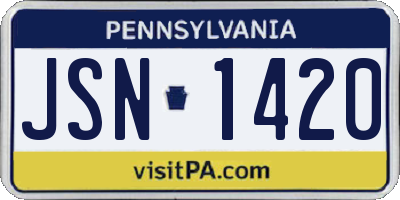 PA license plate JSN1420