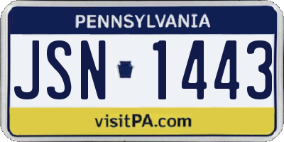 PA license plate JSN1443