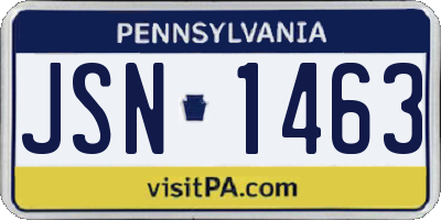 PA license plate JSN1463