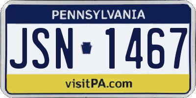 PA license plate JSN1467