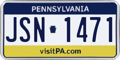 PA license plate JSN1471