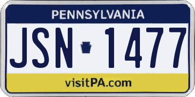 PA license plate JSN1477