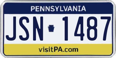 PA license plate JSN1487